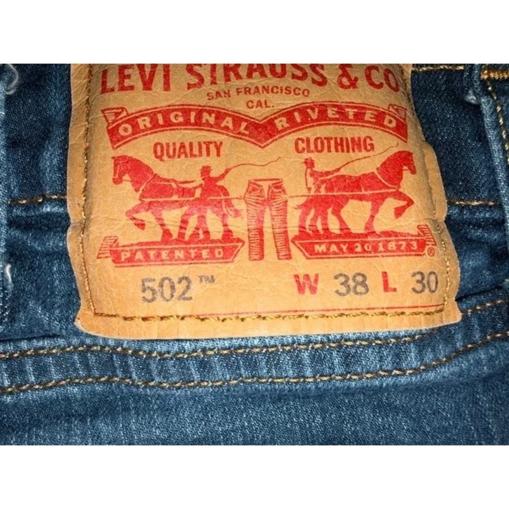 Levi's 502 Regular Taper Mens Blue Denim Jeans 38x30‎ Medium Wash T54-12